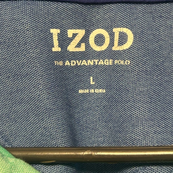 Izod Blue and Green Striped Polo Shirt - Picture 4 of 4